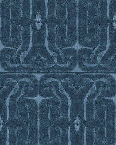 Tapet Infinity Strokes Cobalt - model geometric abstract in nuanțe de cobalt
