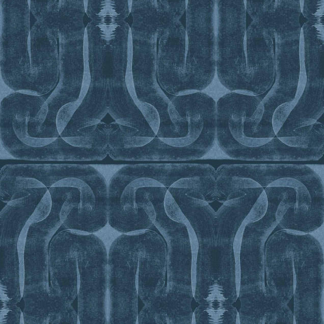 Tapet Infinity Strokes Cobalt - model geometric abstract in nuanțe de cobalt