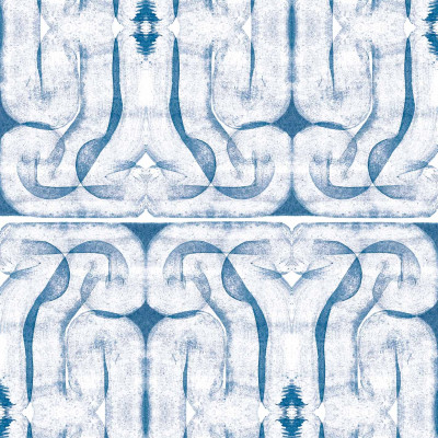 Tapet lavabil cu design geometric abstract, in nuante de albastru si gri