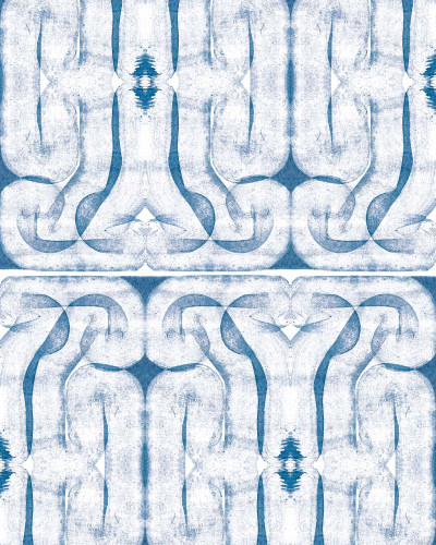 Tapet lavabil cu design geometric abstract, in nuante de albastru si gri
