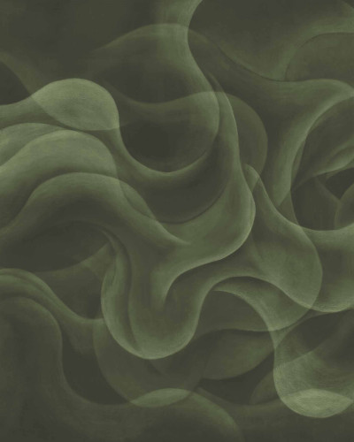 Tapet My Cave, Green, Coordonne, cu un design abstract în nuanțe de verde închis.