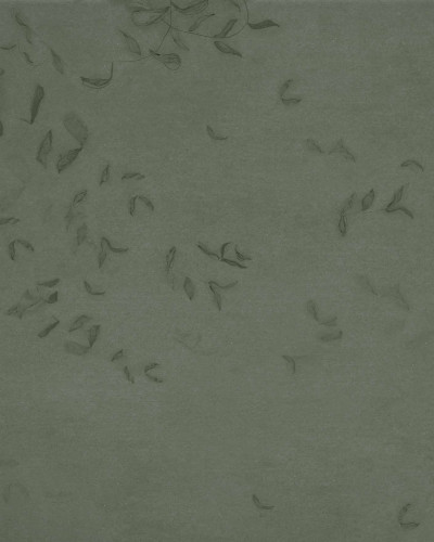 Tapet lavabil cu frunze delicate, "Leaves Reflection", în nuanța verde.