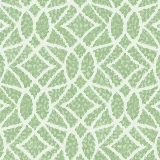 Tapet cu model geometric, cu frunze delicate, in nuante de verde