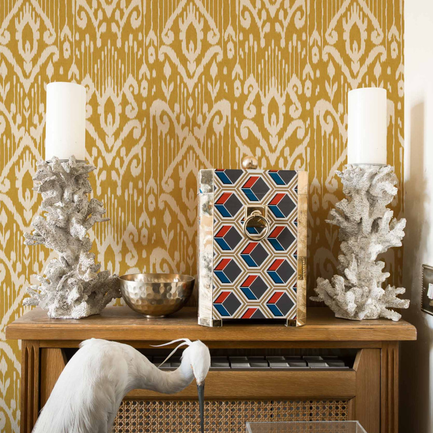 Tapet Padmasalis Mustard cu design asiatic tradițional