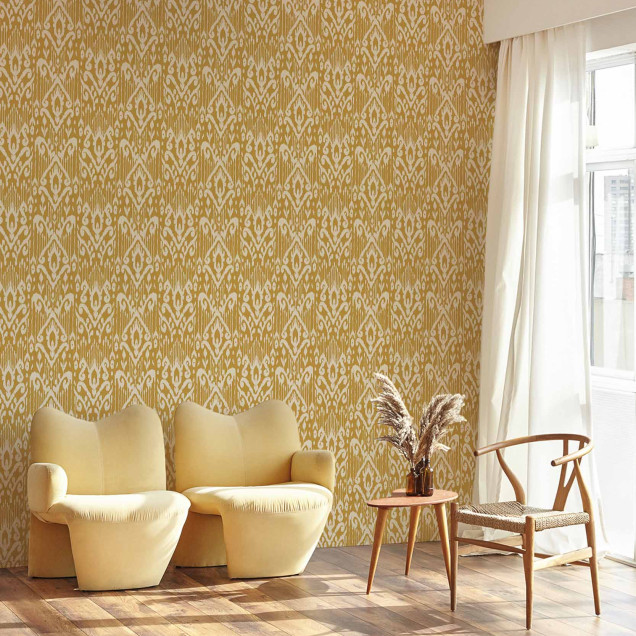 Tapet Padmasalis Mustard cu design asiatic tradițional