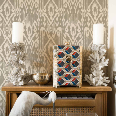 Tapet lavabil gri cu model geometric exotic Padmasalis