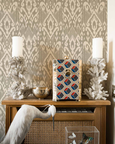 Tapet lavabil gri cu model geometric exotic Padmasalis