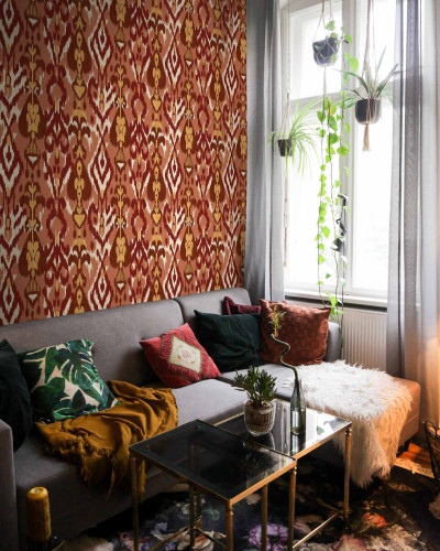 Tapet lavabil Uzbek Clay cu model geometric și floral