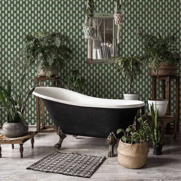 Tapet lavabil cu design geometric elegant, verde