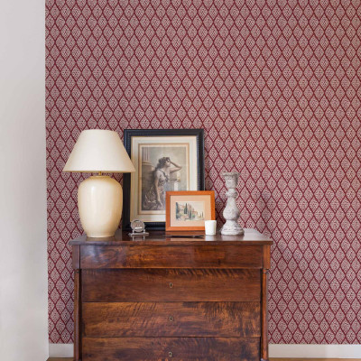 Tapet lavabil cu model geometric, Kasuri Wine