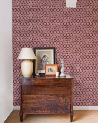 Tapet lavabil cu model geometric, Kasuri Wine