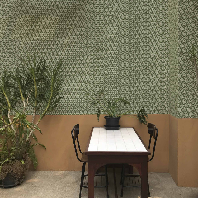Tapet cu model geometric, verde, Kasuri