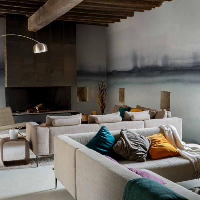 Tapet lavabil Shibori, Blue, Coordonne, în living