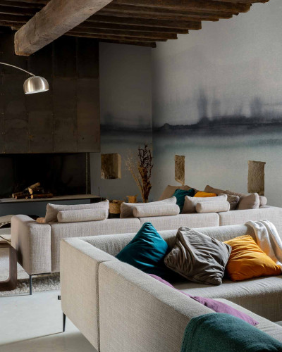 Tapet lavabil Shibori, Blue, Coordonne, în living