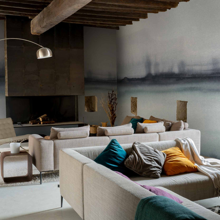 Tapet lavabil Shibori, Blue, Coordonne, în living