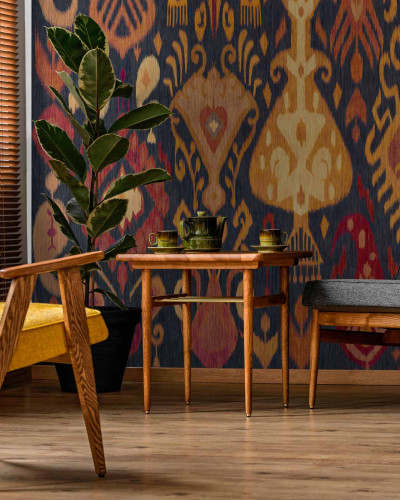 Tapet lavabil cu motive boho, Navy Coordonne