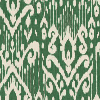 Tapet cu model ikat, culoare verde, cu accente de bej.