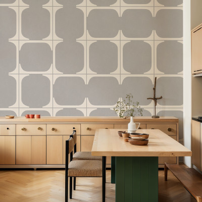 Tapet Blaua - design geometric modern cu forme simple și curate, ideal pentru a crea o atmosferă elegantă și primitoare.