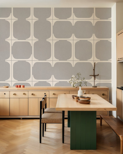 Tapet Blaua - design geometric modern cu forme simple și curate, ideal pentru a crea o atmosferă elegantă și primitoare.