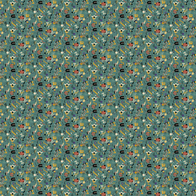 Tapet lavabil cu design geometric abstract in nuante de turcoaz
