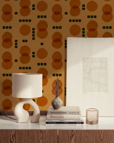 Tapet lavabil cu modele geometrice, Rebel Dots Portocaliu