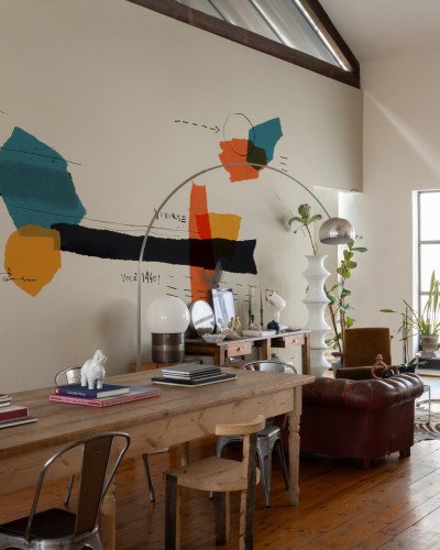 Tapet modern abstract cu accente de culoare