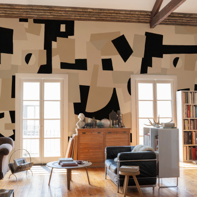 Tapet modern cu design abstract, Cubic Experience, Black and White.