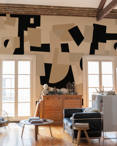 Tapet modern cu design abstract, Cubic Experience, Black and White.