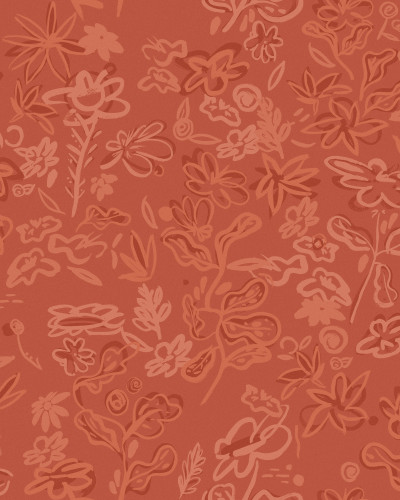 Tapet Crazy Flowers roșu, cu un design floral modern, perfect pentru o bucătărie vibrantă.
