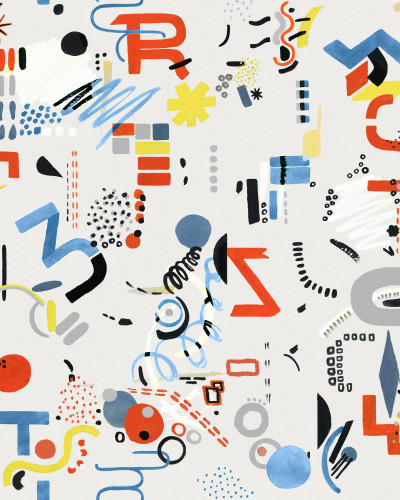 Tapet lavabil Funny Shapes alb