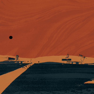 Tapet Road Trip Orange, cu design modern, abstract, inspirat din universul urban.