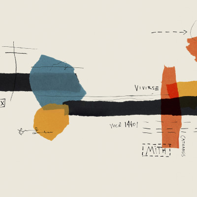 Tapet modern abstract cu accente de culoare