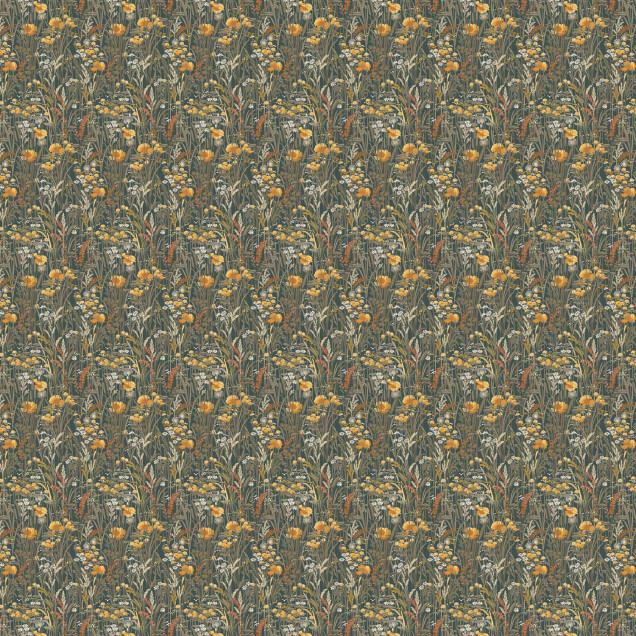 Tapet lavabil cu design floral delicat, in nuante calde de curry si verde. Ideal pentru a crea o atmosfera primitoare si relaxanta in orice camera.