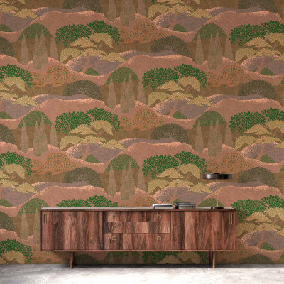 Tapet lavabil Jardín Japonés, Coral, cu design unic, perfect pentru a aduce o notă de natură în casa ta.