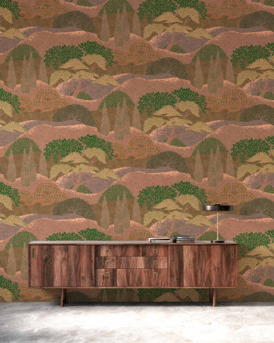 Tapet lavabil Jardín Japonés, Coral, cu design unic, perfect pentru a aduce o notă de natură în casa ta.