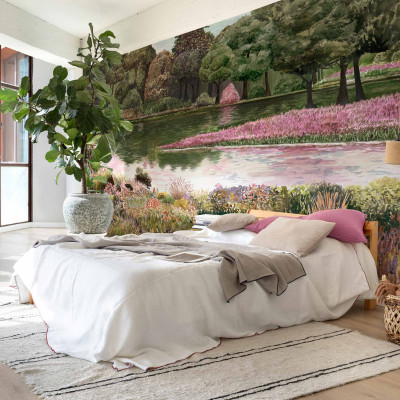 Tapet lavabil cu design artistic, care îți va transforma dormitorul într-o oază de relaxare.