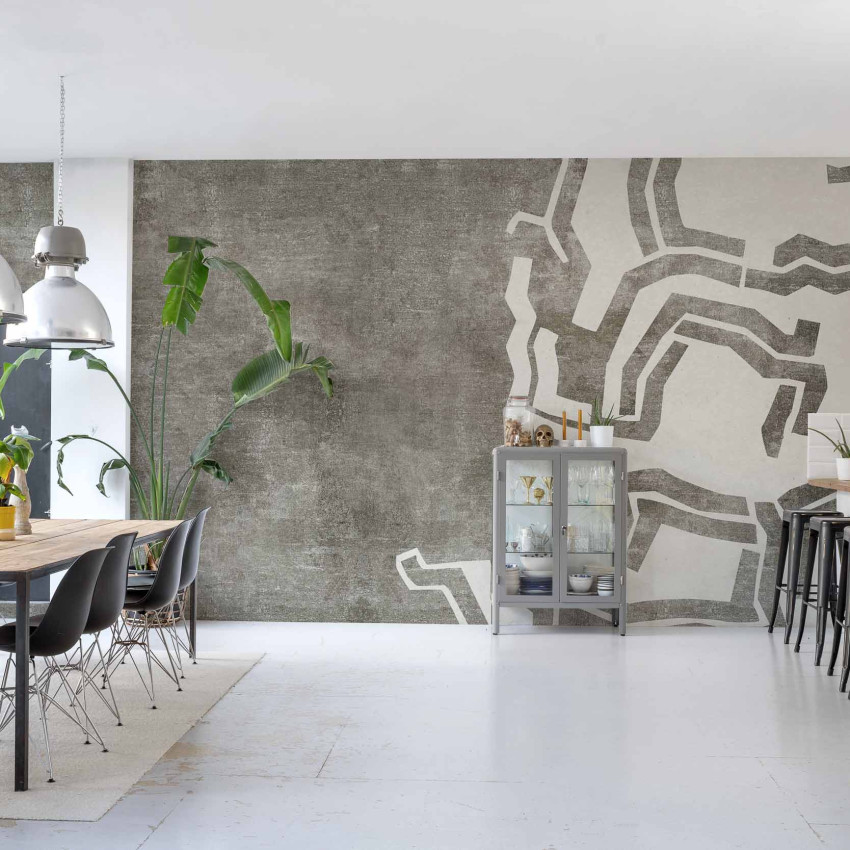Tapet lavabil cu un design modern, perfect pentru a adăuga un aer industrial, contemporan în orice cameră.