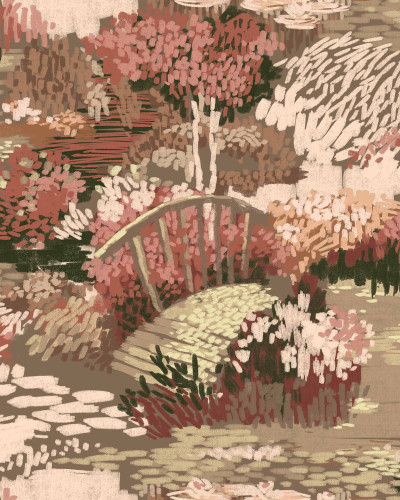 Tapet Puente Coral - Design floral vibrant cu nuanțe de coral.