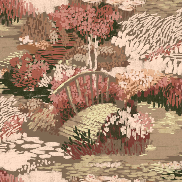 Tapet Puente Coral - Design floral vibrant cu nuanțe de coral.