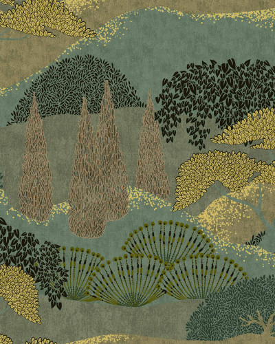 Tapet lavabil cu model   Jardín Japonés, Menta , o nuanță de mentă delicată, ideal pentru decorarea casei tale.