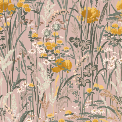 Tapet lavabil Pradera, Rosa cu design floral delicat si vibrant. Ideal pentru decorarea casei.