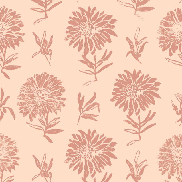 Tapet floral roz pal, Parterre, Rosa, Coordonne, cu flori delicate si petale delicate, perfect pentru dormitor, living sau hol.