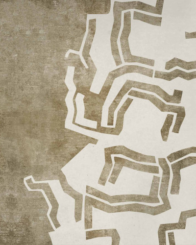 Tapet lavabil cu design abstract, in culori neutre,  in camera de zi.