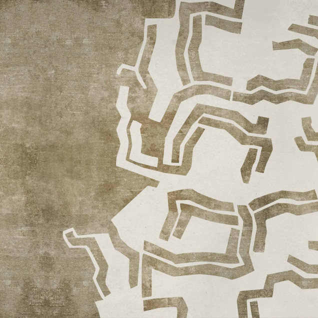 Tapet lavabil cu design abstract, in culori neutre,  in camera de zi.