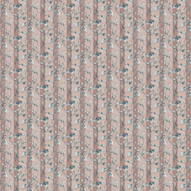 Trepadora Rosaceo tapet lavabil, cu un design floral delicat și dungi subtile