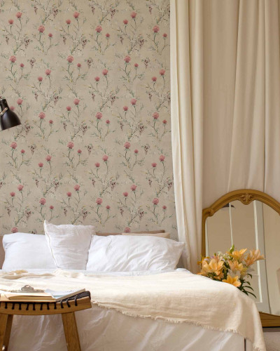 Tapet floral cu model delicat în dormitor