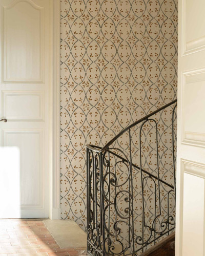 Tapet lavabil cu design geometric, cu motive florale
