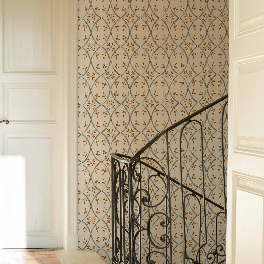 Tapet lavabil cu design geometric, cu motive florale