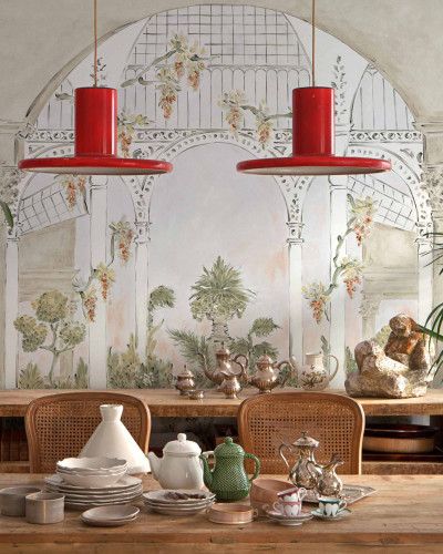 Tapet lavabil Invernaderio cu design floral si arcuri