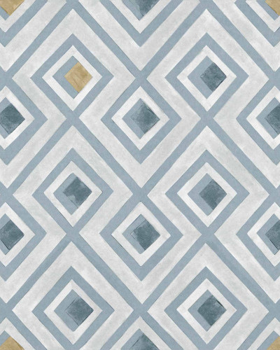 Tapet geometric modern cu modele albastre și aurii, Vidriera, Cielo